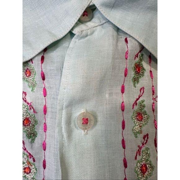 Robert Graham Men’s Embroidered Linen Button-up Shirt, size L - Picture 10 of 12